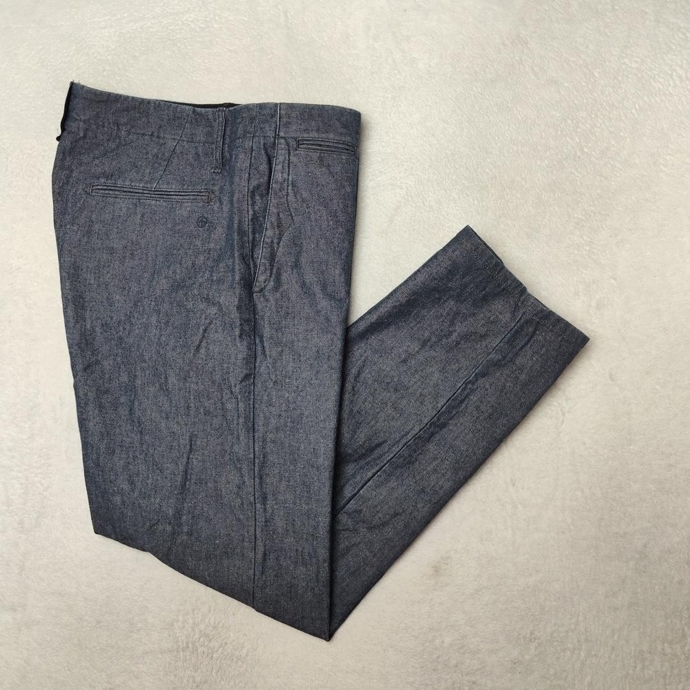 Rag & Bone Pants Mens 33x30 Blue Chambray Slim Chino Cotton Hemp Casual Work